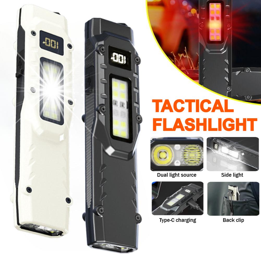 Portable EDC Torch Flashlight USB Rechargeable LED Flashlight IPX44 Waterproof LED Work Light for Emergency Camping,black