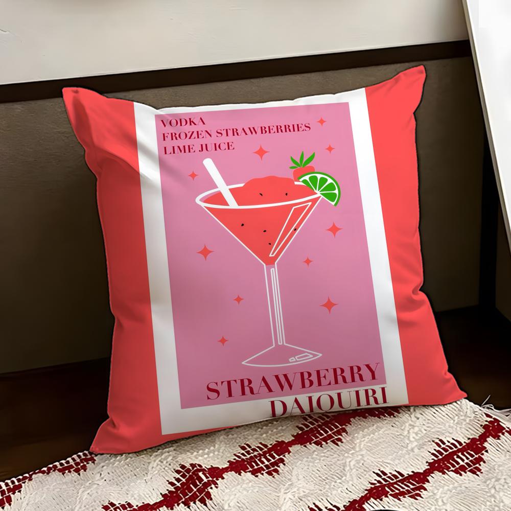 DDaiquiri Cocktail Cushion Cover Reversible Soft Durable Pillow Cover Home Car MultiScene Use for Daily Comfort