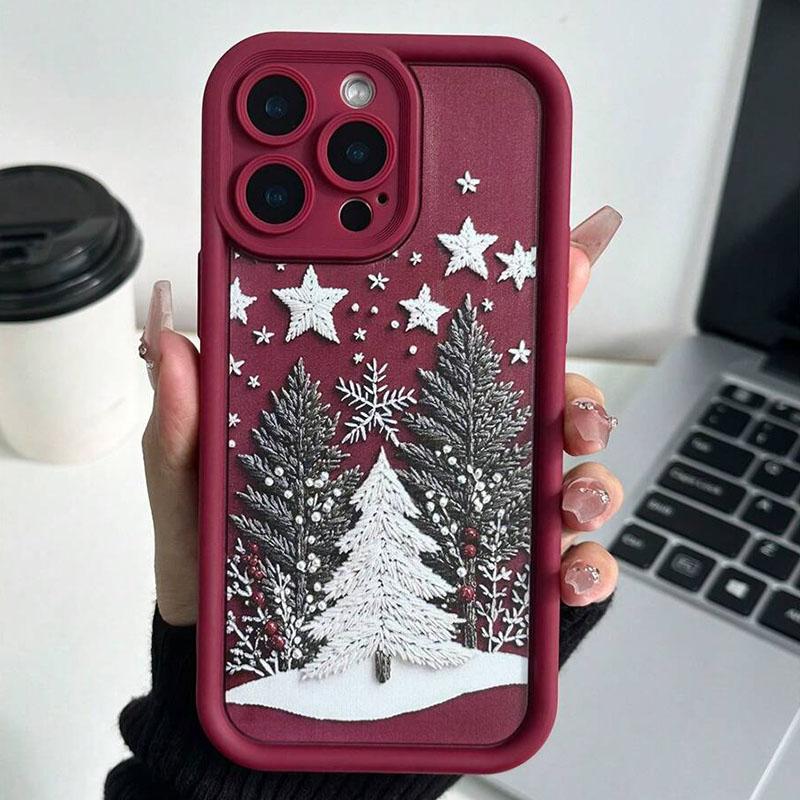 New Winter Christmas Tree Design Pattern Phone Case For iPhone 17 16 Pro Max Air 15 14 13 12 11 XS X XR 7 8 Plus SE2 16e Cover