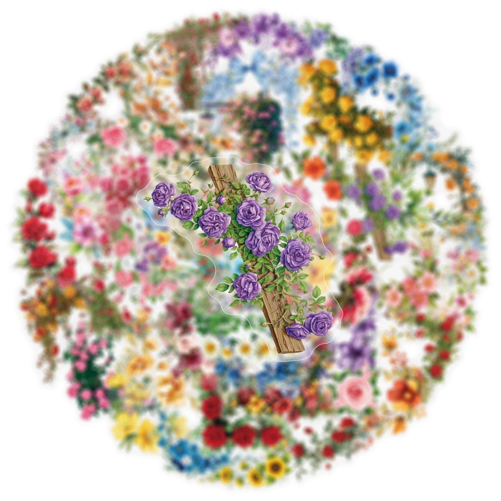 50Pcs/Set Healing Flower Frame Series 04 PET Stickers Waterproof DIY Fashion Doodle Decals Stickers