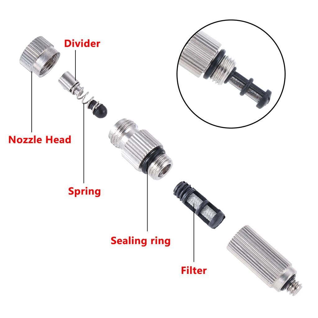 10Pcs High Pressure Misting Nozzle Fogging Sprayer Cooling Landscaping Watering Humidification Disinfection Atomizing Sprinkler