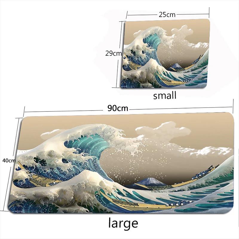 Giant Waves Mouse Pad Large Japanese-style Mouse Pads Company MouseMat Art Carpet Rugs Gamer Ukiyo-e Keyboard for Laptop 900X400