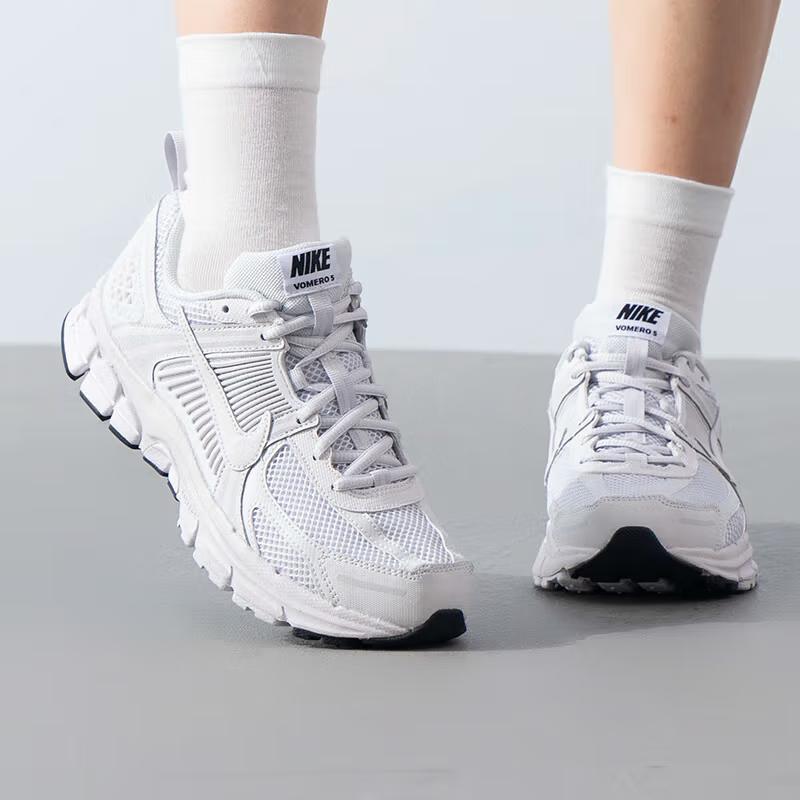 Nike Vomero 5 Abrasion Resistant Breathable Support Low Top Kids' Running Shoes White Teenagers Sneakers HF6998-100