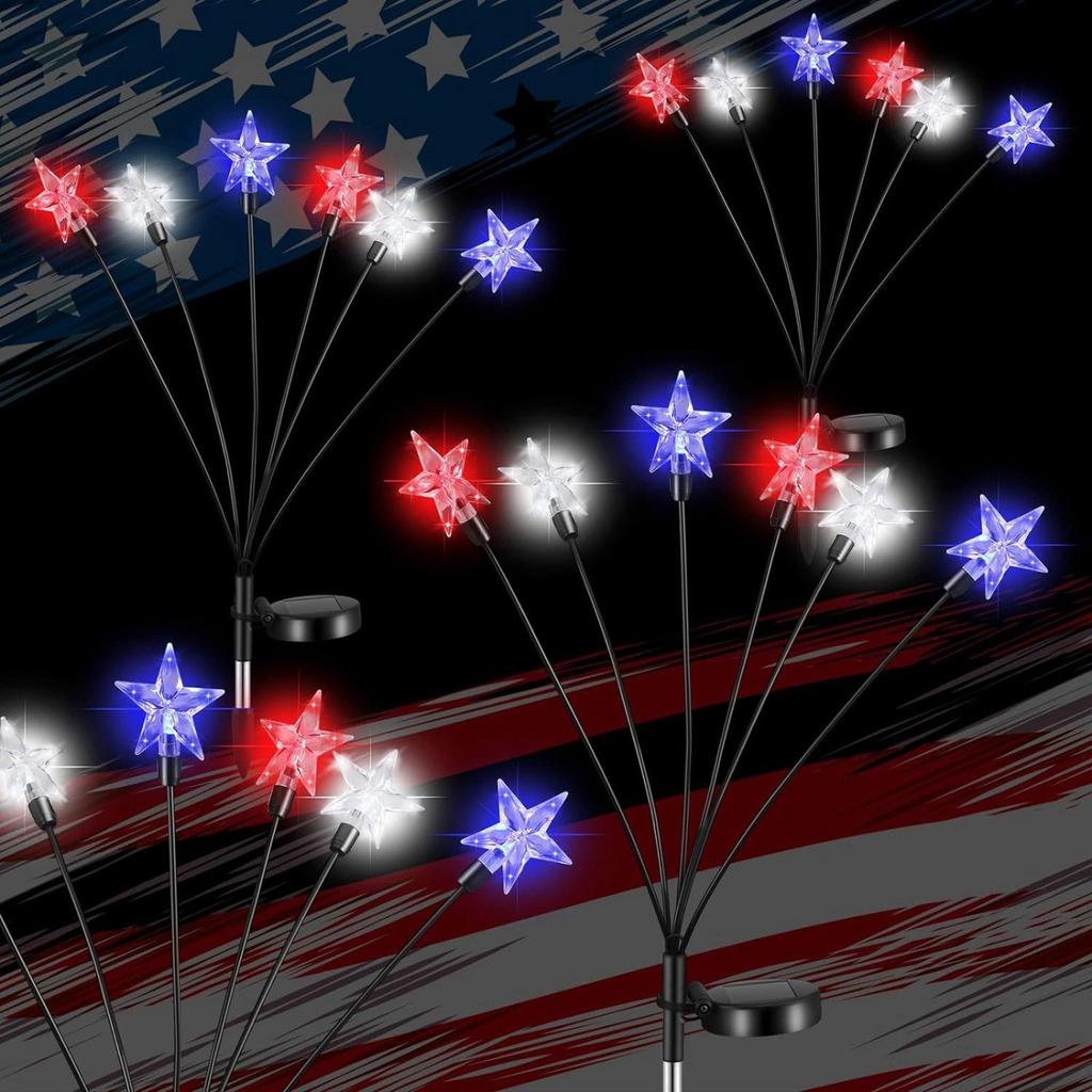 Solar Ground Independence Day Star String Lights American Flag Lights Courtyard Garden Decorative Lights