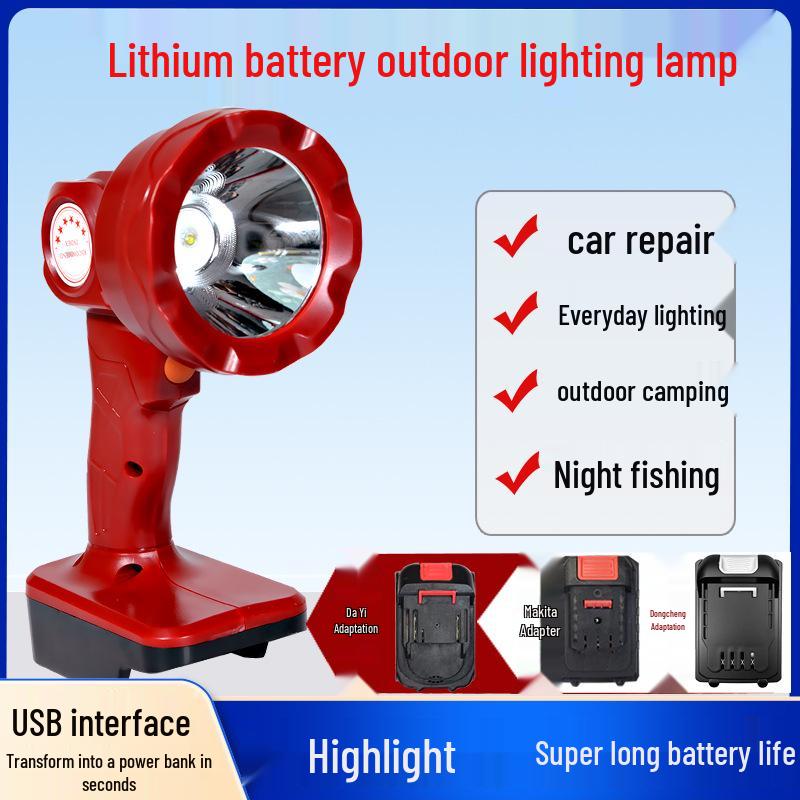 21V LED Lithium Battery Work Light: Ultra-Bright Makita Style for Outdoor Repair & Fishing
