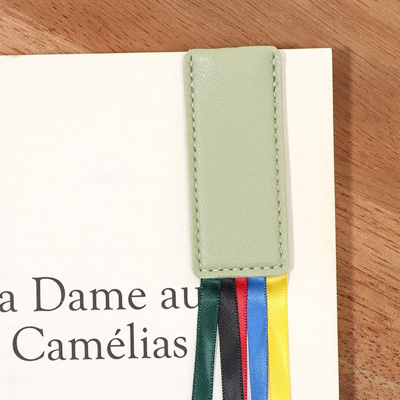 Colorful Ribbon Pu Leather Bookmark Reusable Delicate Ribbon Bookmarks Multi-Purpose Long Tassel Bookmark Student Stationery