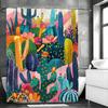 Vibrant Cactus Garden Shower Curtain With Colorful Patterns For A Fun And Lively Bathroom Decor
