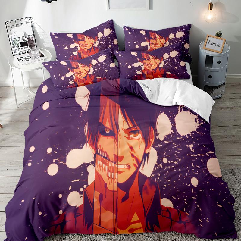 Seria Animacji Druk Cyfrowy 3D Trzyczęściowy Zestaw Pościeli Prześcieradło Poszwa na Kołdrę
