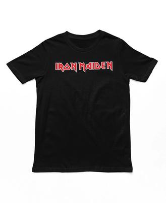 Camiseta Logotipo Desgastado Iron Maiden Masculina Música Rock Clássica Banda Camiseta Nova Preta