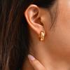 Dainty White Zircon Six-pointed Star Earrings for Women Fine Jewelry,Stainless Steel 18K Gold Plated U-shaped Hoop Earrings