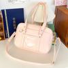 Women Jk School Handbag Large Capacity PU Anime Crossbody Bag Transparent Love Heart Shoulder Uniform Bag for Shopping Commuting