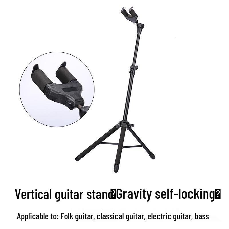 

Gravity Self-Locking Folding Wooden Guitar Stand for Bass, Acoustic, & Electric Guitars