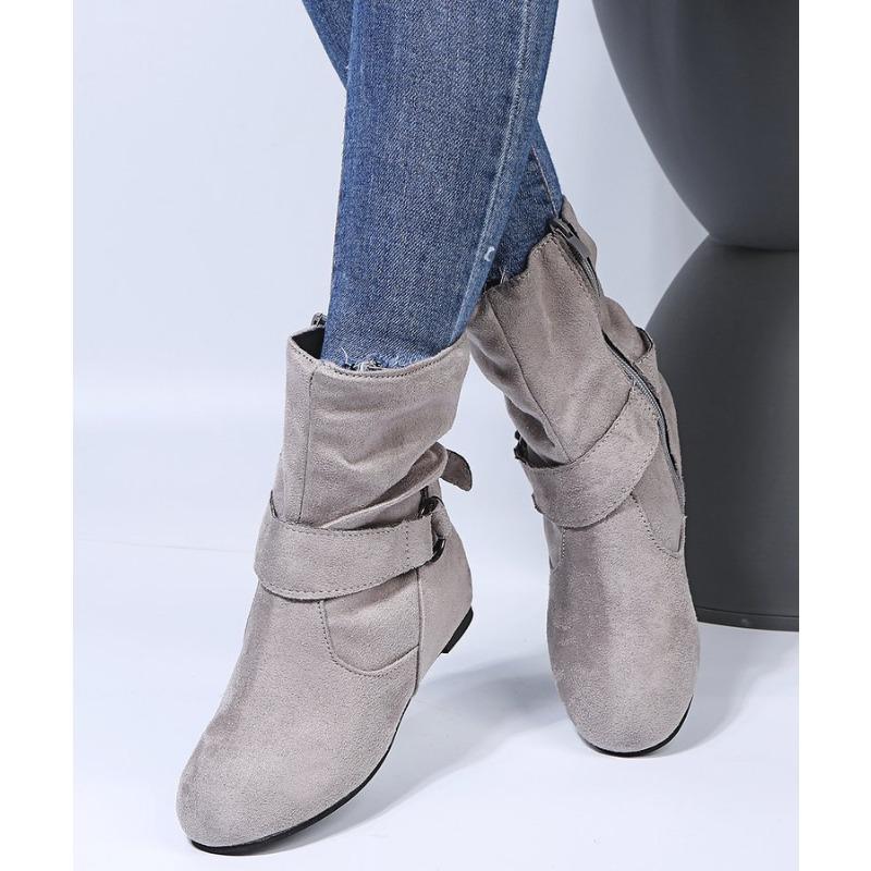 Übergrößen Schuhe, Damenstiefel, Modestiefel, Neue Halbwadenstiefel, Knöchelstiefel mit niedrigem Absatz