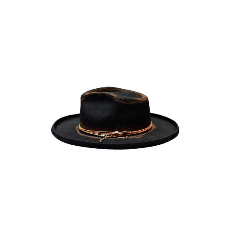 

French Wool Top Hat Fashion Autumn Winter Teardrop Top Sheep Felt Hat Black Pure Wool Top Hat L（58-60cm） чорний