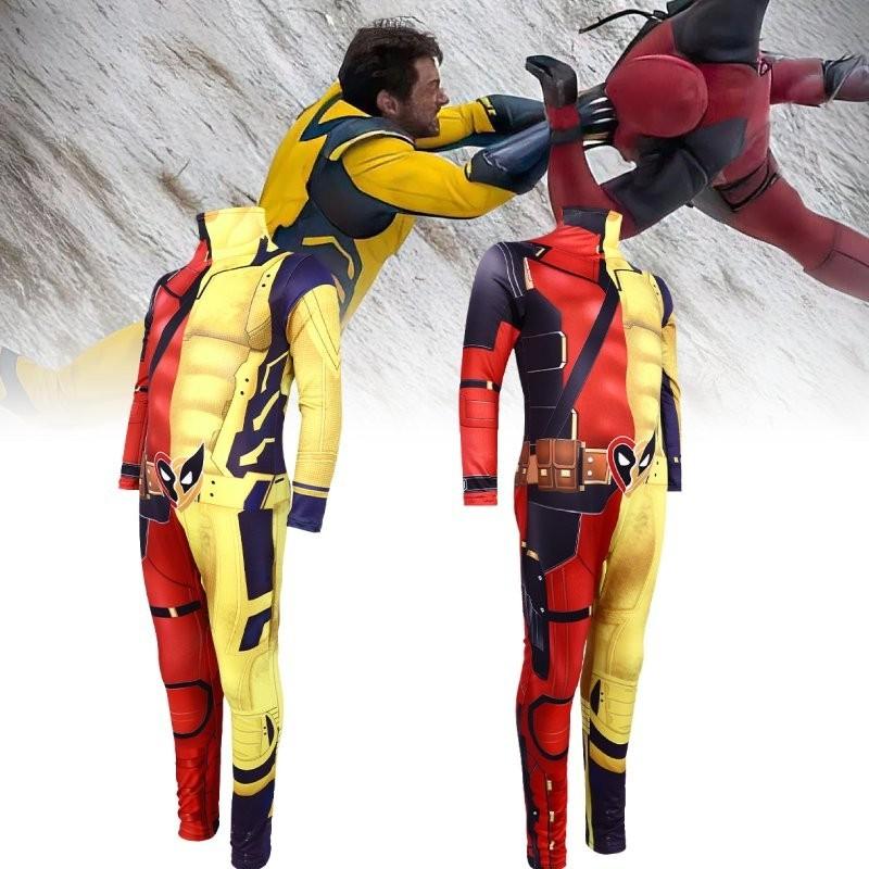 Deadpool Wolverine 3d Cosplay Costume For Men Comfortable Stretchy Spandex Suit