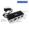 12V/24V Vehicle Power Splitter Adapters with 3 Cigarettes Lighter Port and Builts In USB Chargers for Mobile Gadgets