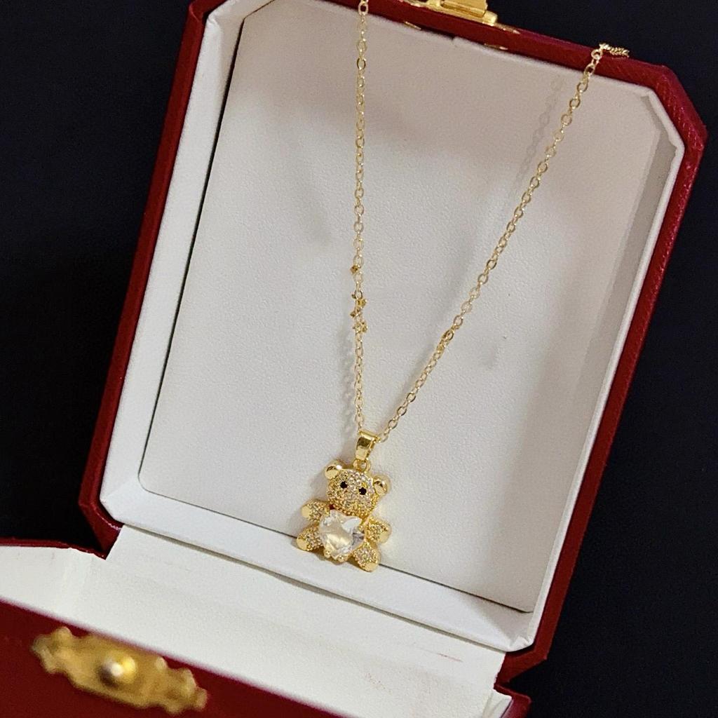 Bären-Anhänger-Halskette mit Diamanten Tägliches Tragen, Geschenk Bankett Hypoallergenes Material Geburtstagsgeschenk Niedliche Mädchen