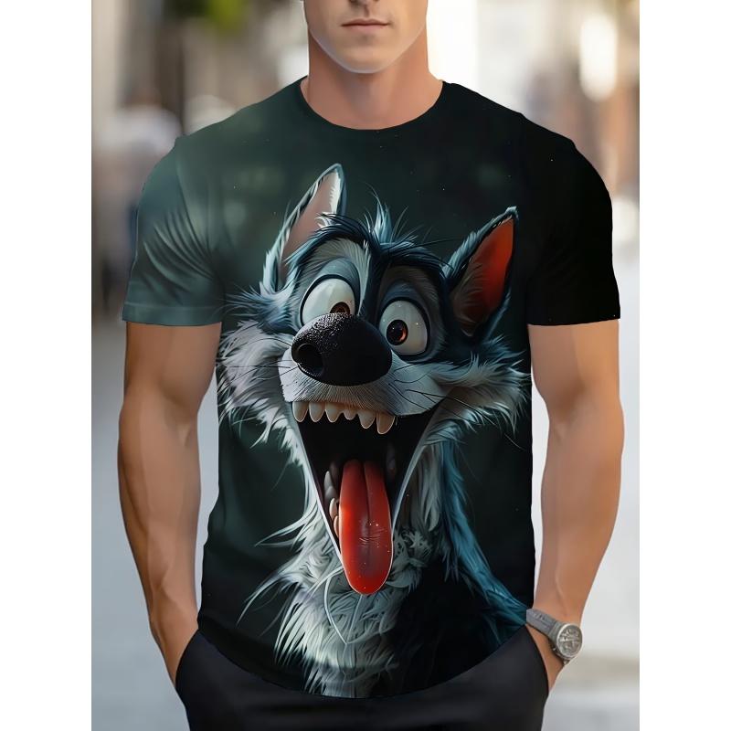 Summer Round Neck 3D Print Funny Animal Pattern Top Fashionable Casual Short Sleeved Men's T-shirts