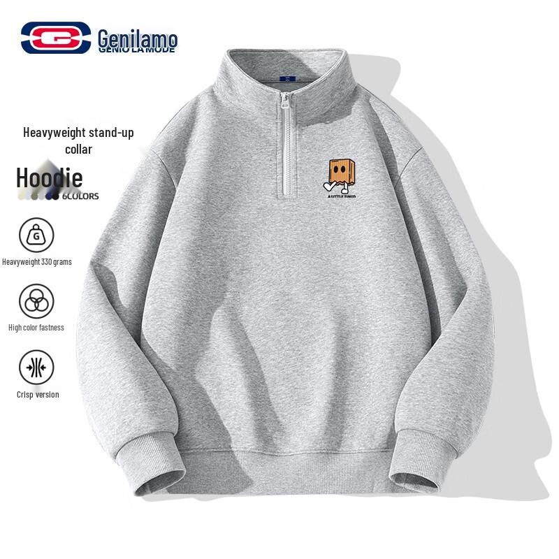 

GENIOLAMODE Men s Heavyweight Stand-Collar Sweatshirt 2XL