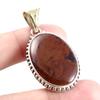 Natural Mahogany Red Obsidian 925 Sterling Silver Gift TwoTone Pendant 1.7" U4i66