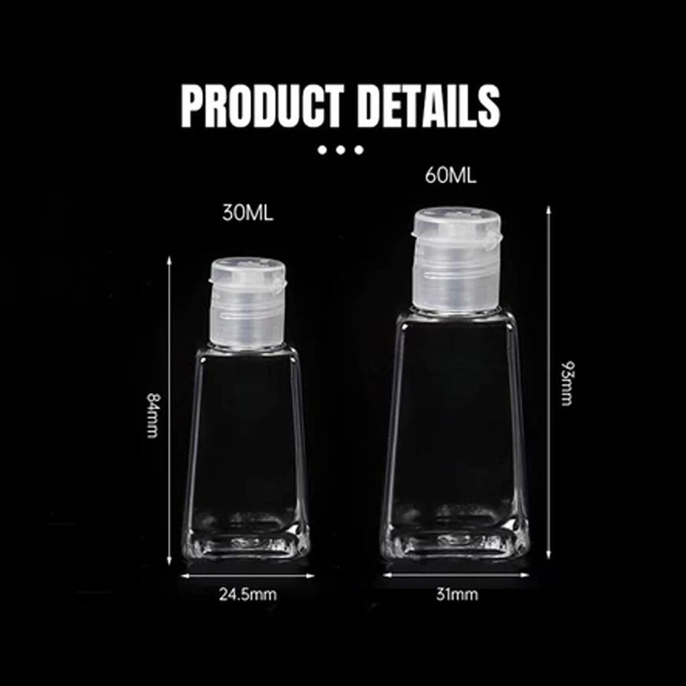 30/60ml Empty Refillable Bottle Flip Cap Hand Sanitizer Gel Dispenser Container