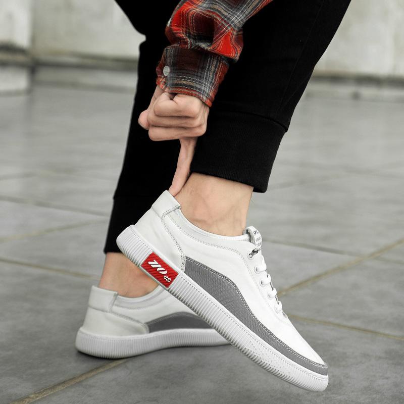 Men's Shoes 2025 New Summer Wear Free Lace-up Soft Sole Comfortable Casual Shoes Men's Trendy Leather Waterproof Board Shoes