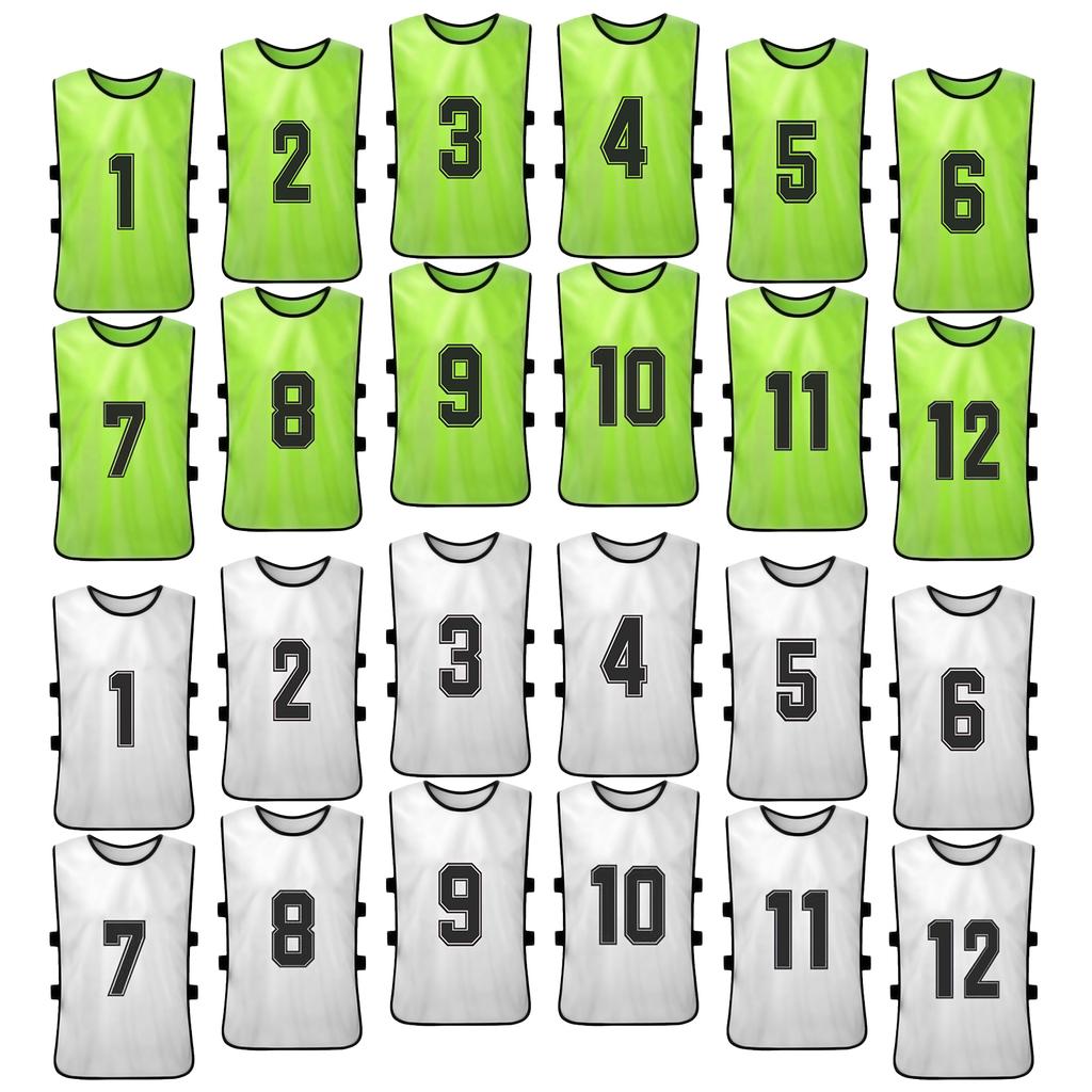 24PCS Football Pinnies Quick Drying Soccer Jerseys Youth Sports Scrimmage Basketball Team Training Numbered Bibs