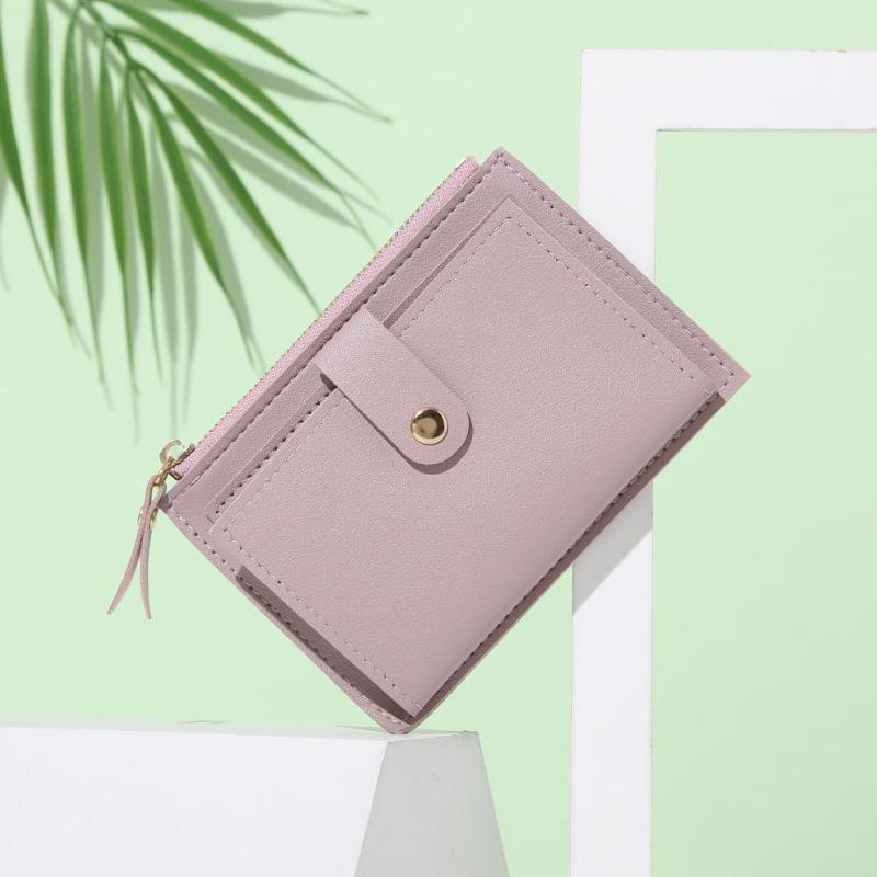 PU Leather Slim Coin Purse & Card Holder with Multiple Slots and Ins Buckle Logo