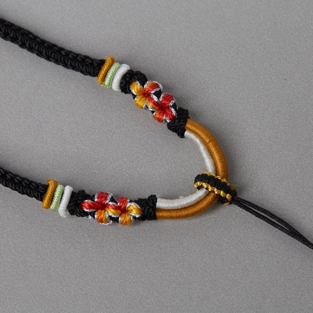 Elegant Handmade Adjustable Eight-Strand Peach Blossom Knot Necklace Cord