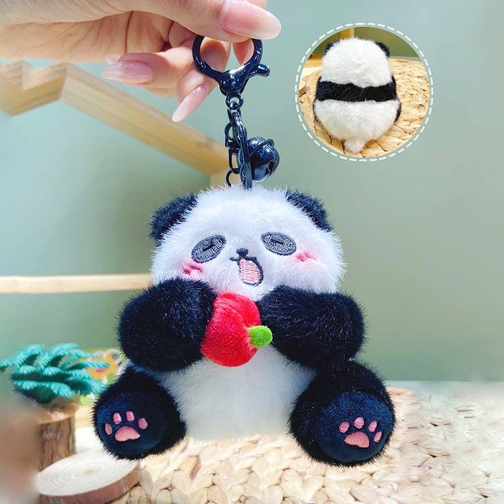 Keys Accessories Plush Panda Keychain Soft Stuffed Huahua Panda Keyring Unisex StyleA
