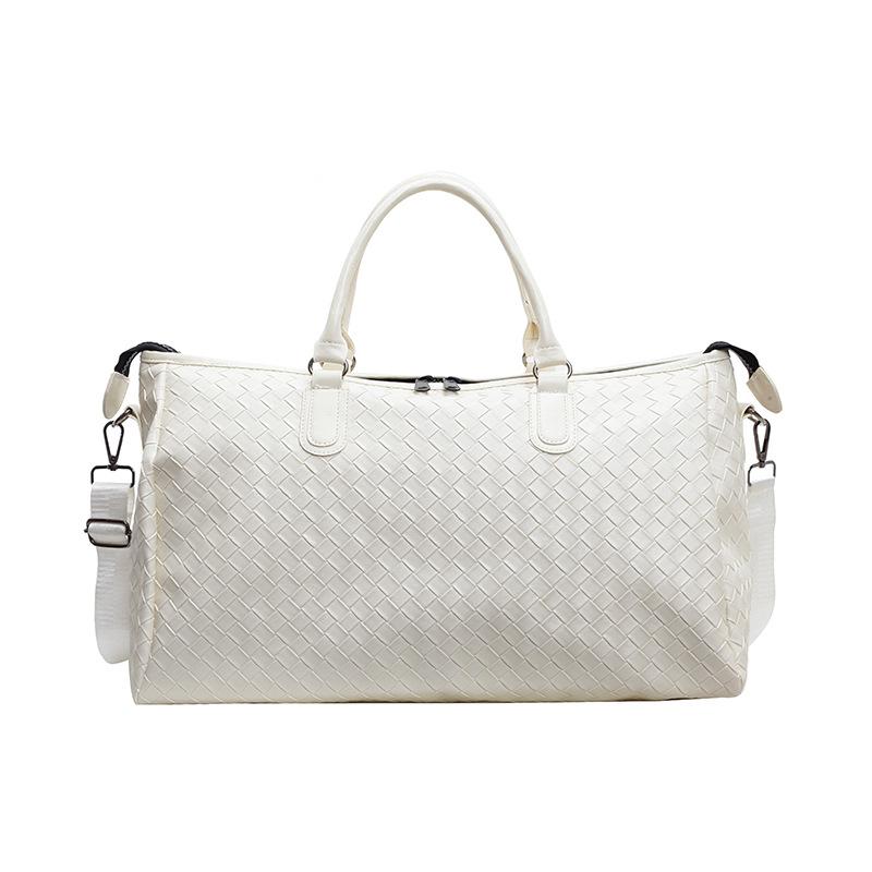 New fashion new PU leather woven portable travel bag large capacity shoulder messenger bag casual Korean version travel bag