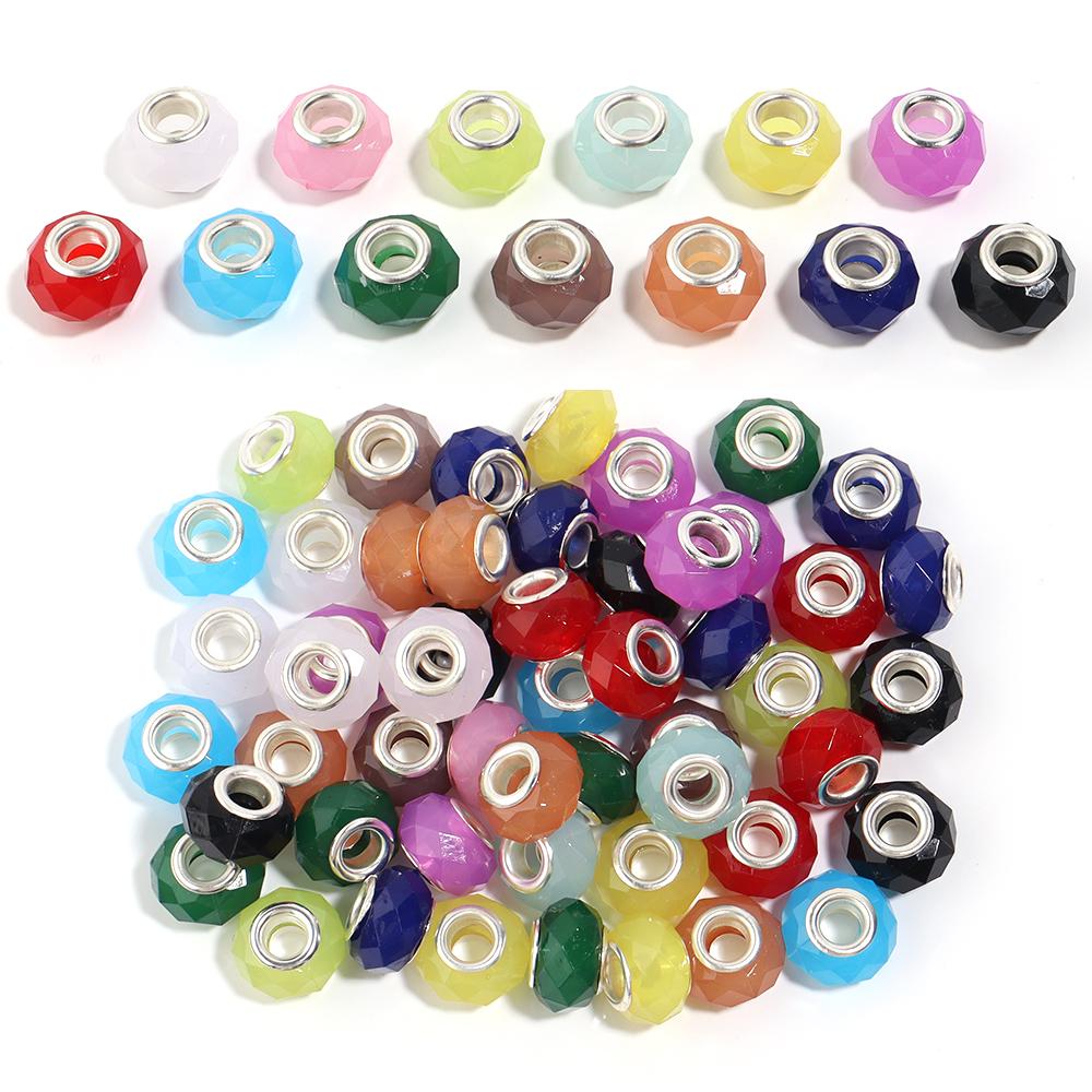 20 Stück/Los 14mm Gelee-Farbe Facettierte Harzperlen Großes Loch Abstandshalter Lose Perlen Für Schmuckherstellung DIY Armband Halskette Großhandel