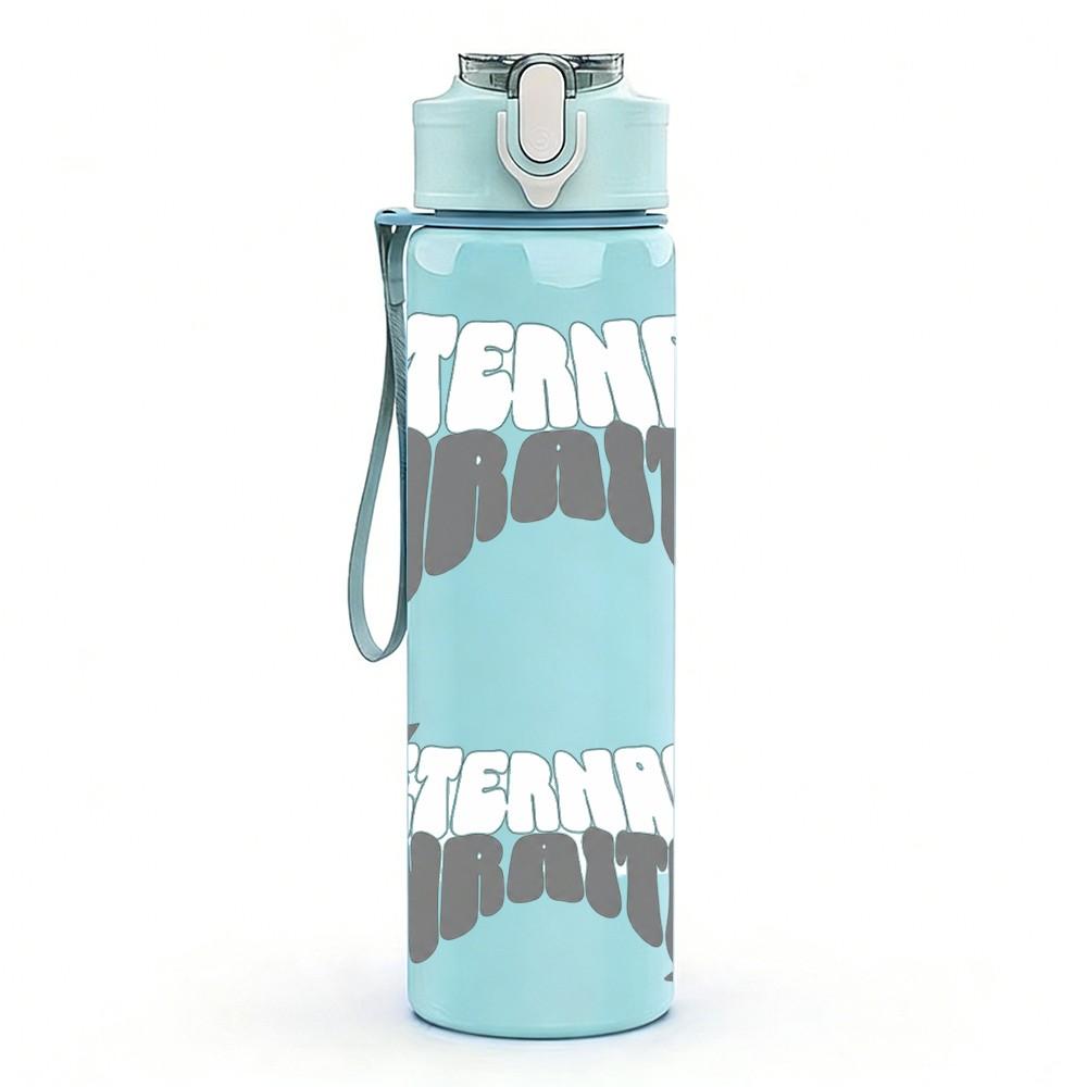 1PC Grunge Broken Star Slogan Art Print 750ml Color Plastic Sports Water Bottle Leakproof Flip Straw Lid Suitable for Sports Office Home Use