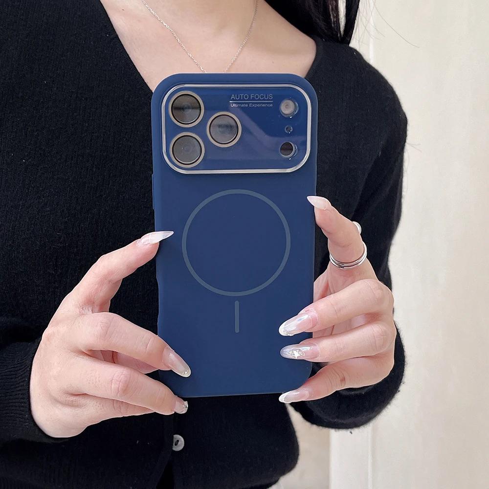 Fortschrittliche Flüssig-Handyhülle für iPhone 17 16 14 15 Pro Max Magnetisches Laden Glas Linsenschutz Silikon Paar-Set