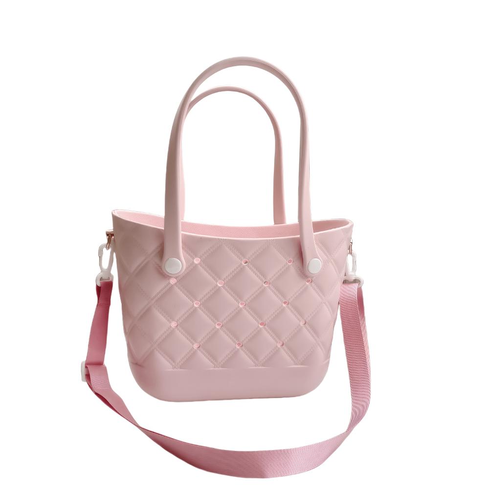 Crossbody bag EVA solid color hole bag storage bag vegetable basket beach bag fashionable hollowed-out travel handbag