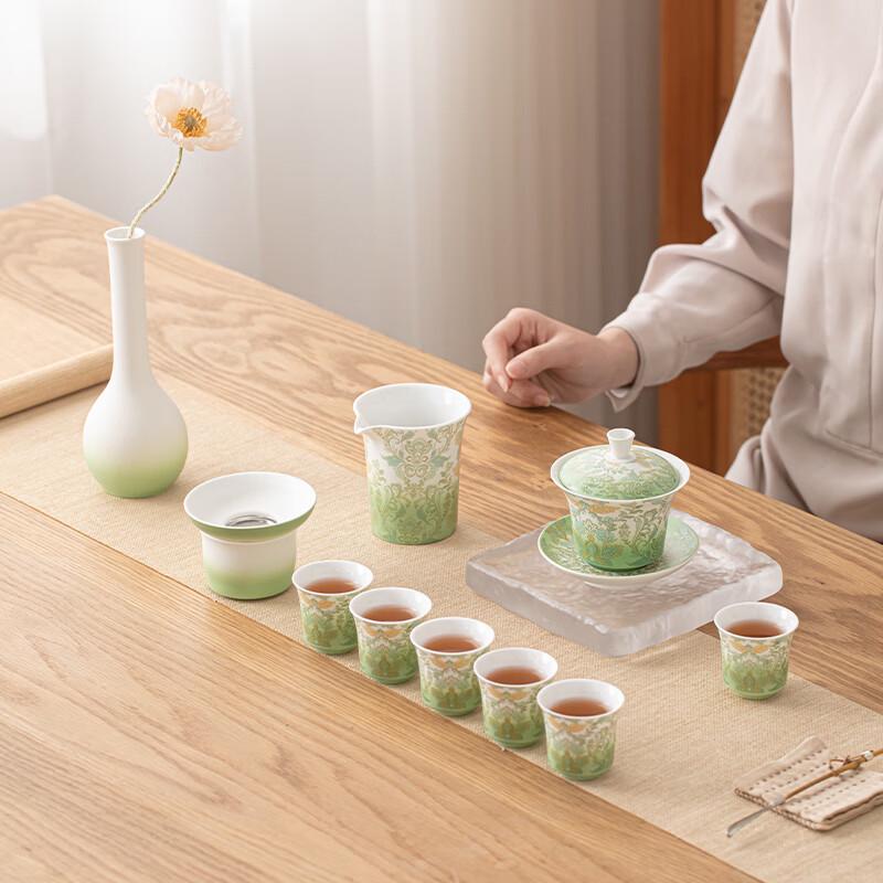 Su-style Ceramic Wizard of Oz Sancai Gaiwan Tea Set