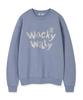 Wacky Willy Typographic Embroidered Fleece-Lined Sweatshirt Blue