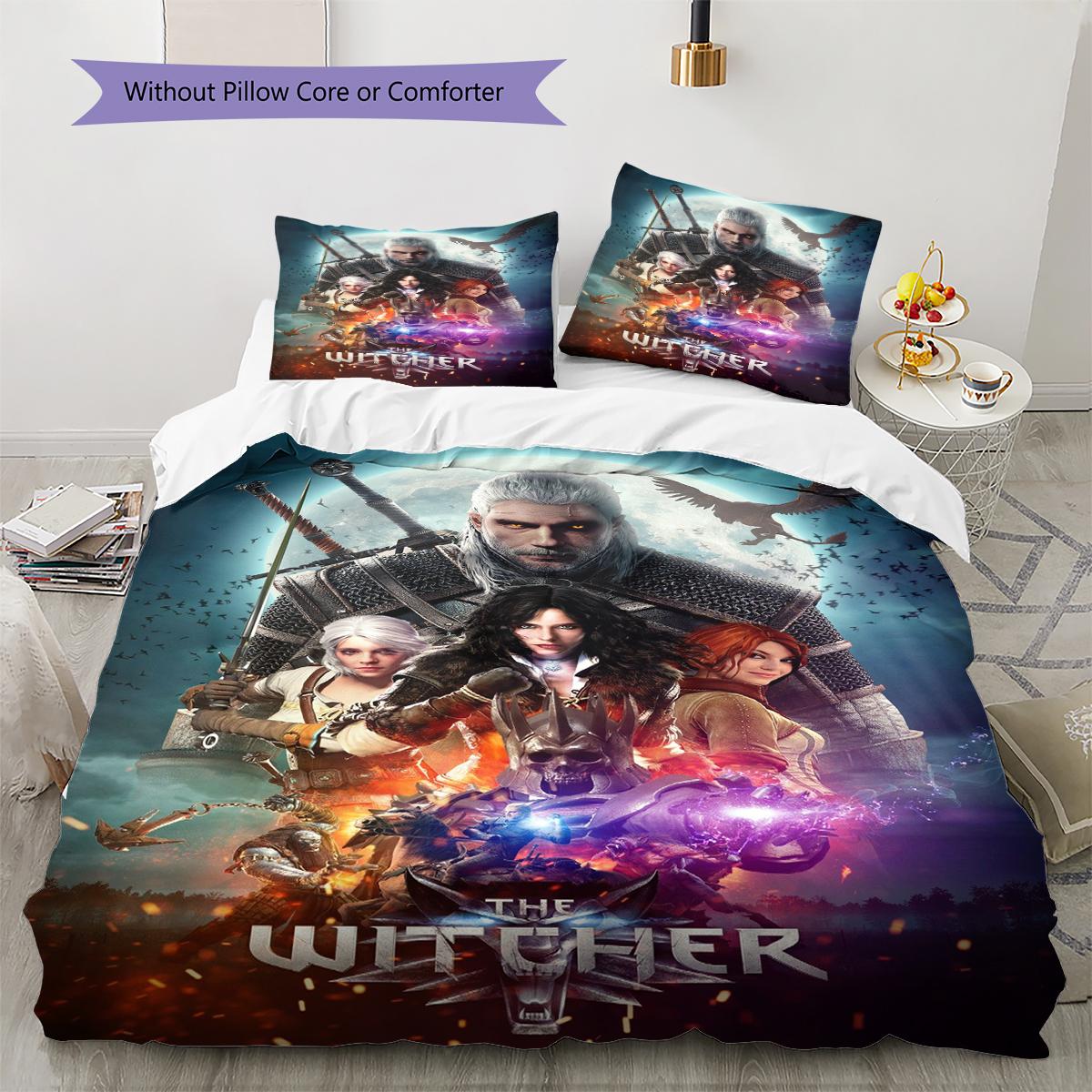 

Постельное белье с узором «Ведьмак» Комплект одеял Покрывало Наволочка Домашний декор Подарок (1 пододеяльник + 2 наволочки, без наполнителя) 135x200cm