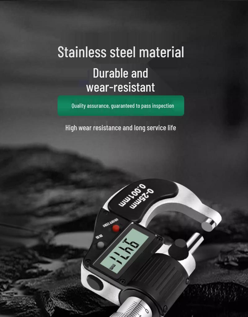 High-Precision Digital Micrometer: 0.001mm Thickness Gauge & Caliper