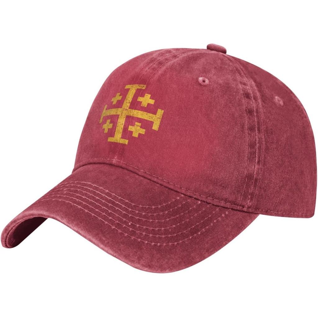 Jerusalemkreuz Gewaschene Baseballkappe Vintage Niedriges Profil Baumwolle Papa-Hut für Unisex