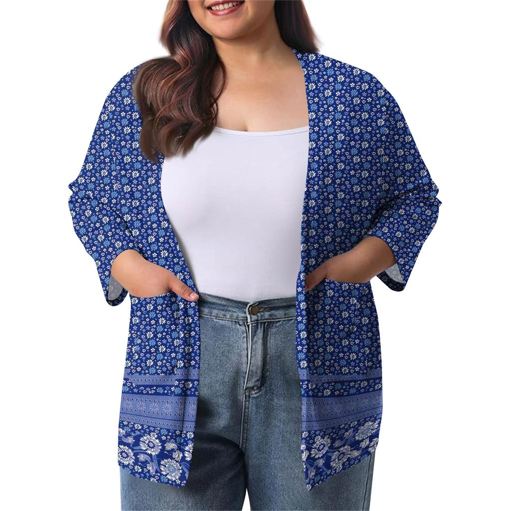 Women's Fall And Winter Fashion Casual Soild 3/4 Sleeve Mid-Length Cardigan Jacket