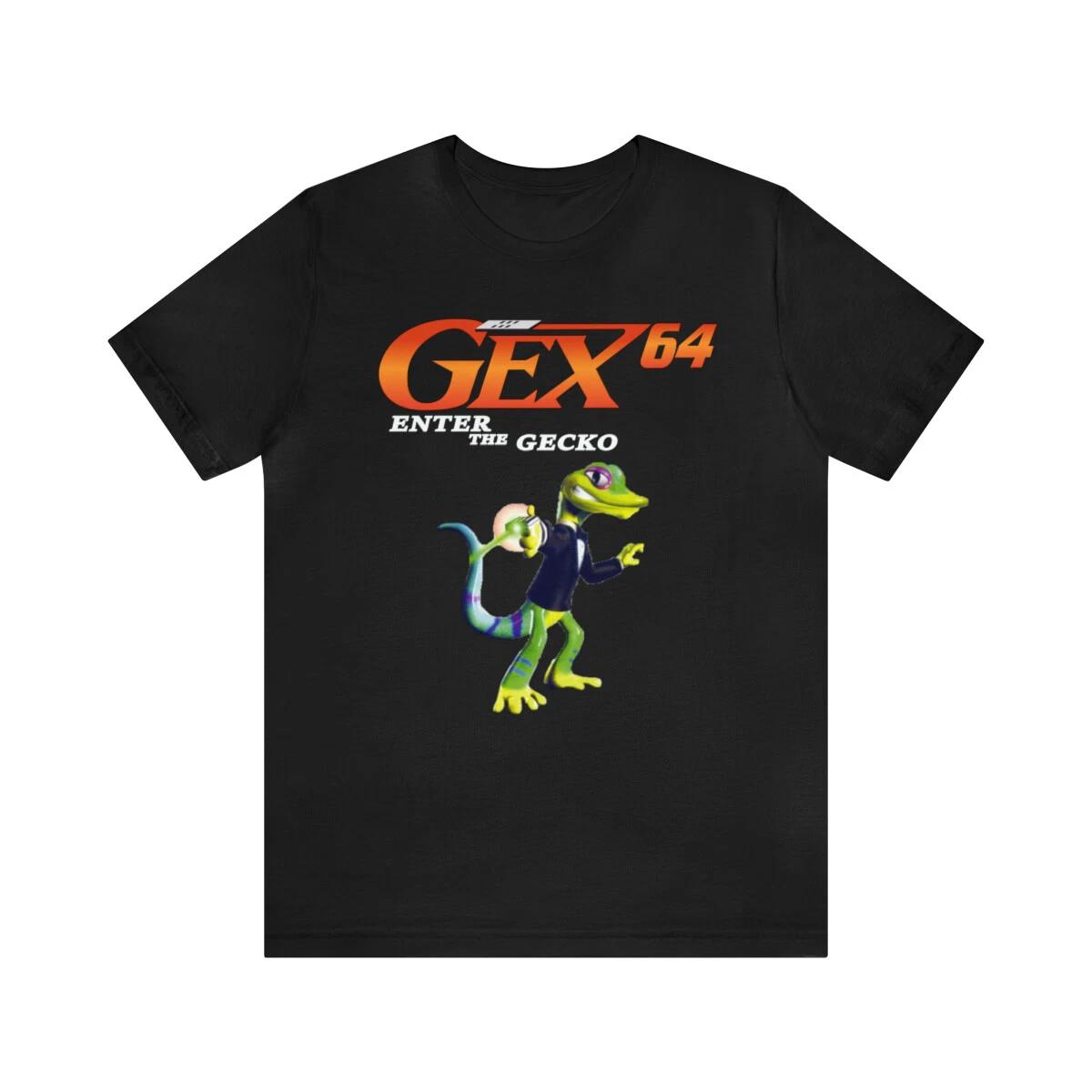 Gex 64 Enter The Gecko N64 Cover Art Retro Style Unisex Short Sleeve Tee 100% Cotton T-shirt Mens Tees Top S