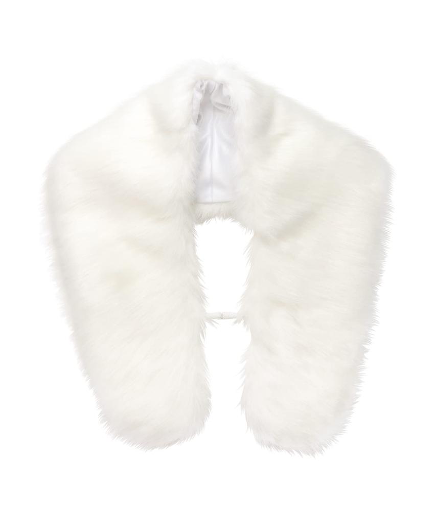 KYOETSU Coming-of-Age Ceremony Fur Shawl with Snap Buttons (White)
