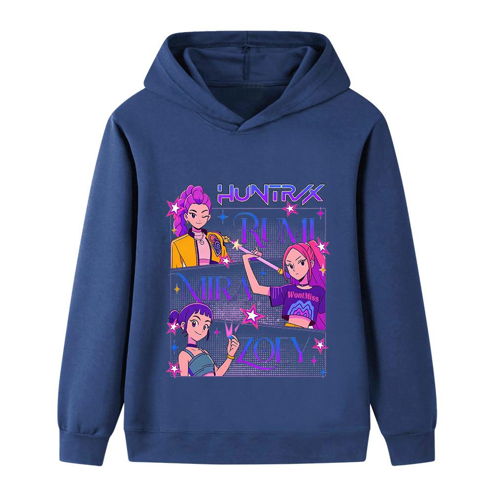 B1239 Kids Boys Girls Kpop Rumi Zoey Mira Print Long Sleeves Hoodie