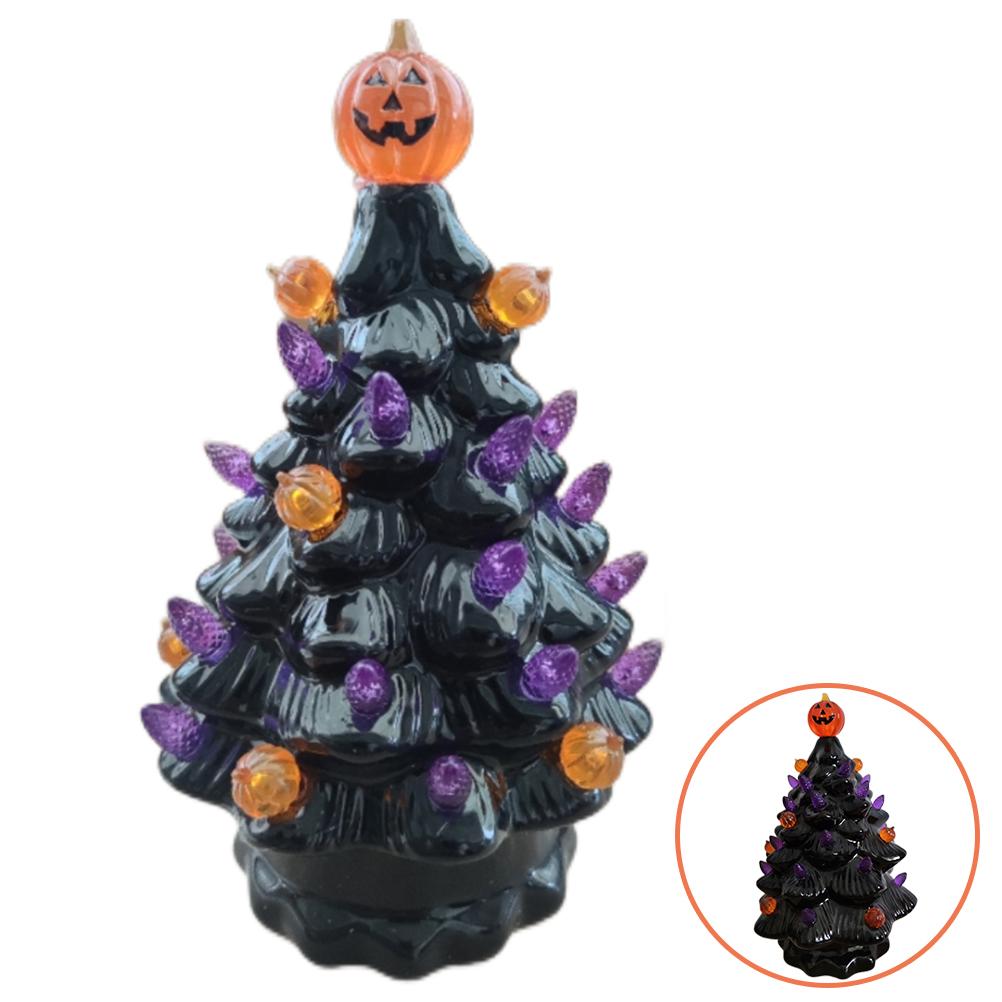 Lighted Ceramic Halloween Tree Tabletop Halloween Decoration Halloween Tree Pumpkin Light