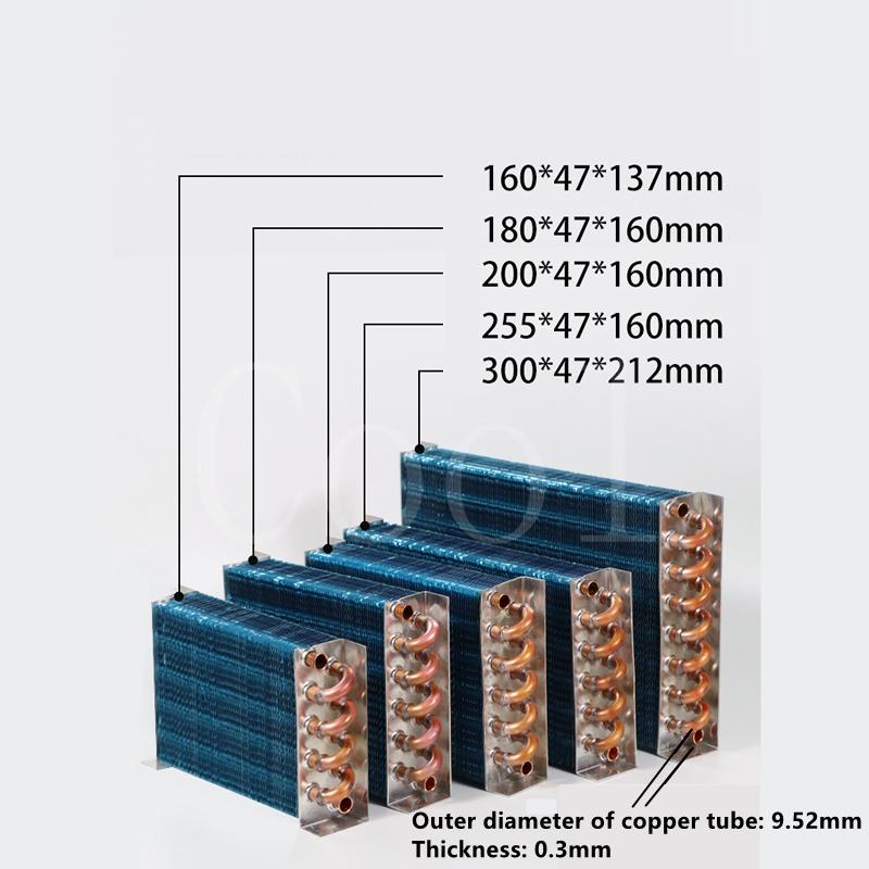 Small Condenser Without Shell Radiator Heat Refrigeration Machine Heat Copper Tube Aluminum Fin 2*8*300 3*6*255
