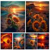 Sunflowers Diamond Art 5D Full Drill Diamond Painting Sunset Beach Landscape Cross Stitch Embroidery Kit Mosaic Picture S477