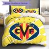 Juego de Colcha y Funda de Almohada con Logo del Villarreal CF Decoración del Hogar Regalo de Cumpleaños (1 * funda nórdica + 2 * fundas de almohada, sin núcleo)