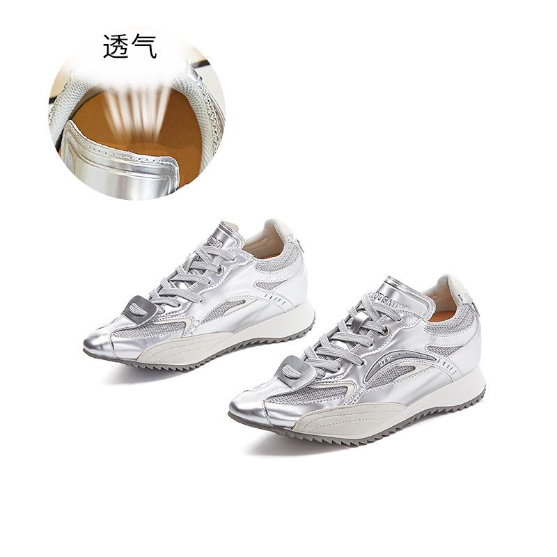 Leather dad shoes women's autumn new pointed versatile sports shoes women's casual platform shoes fashion women's shoes trend