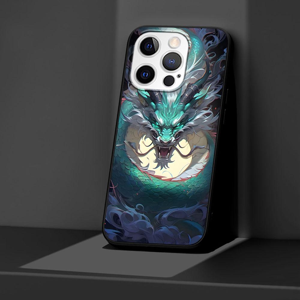 Cartoon Dragon Case for Apple iPhone 14 11 7 SE 2020 8 X XS 13 12 Mini XR 15 Pro Max Silicone Black Soft Phone Cover
